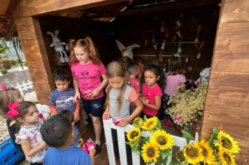 Foto - Casa do Coelho na Praça da Prefeitura recebe visitação de estudantes