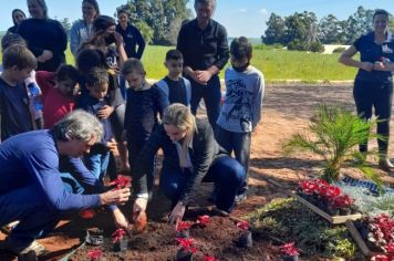 Foto - Implementado canteiro de paisagismo sustentável na Escola Estadual São Pio X