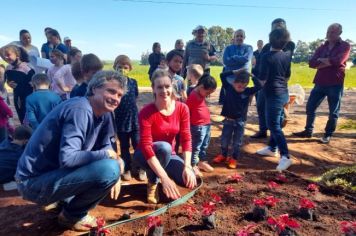 Foto - Implementado canteiro de paisagismo sustentável na Escola Estadual São Pio X