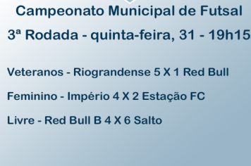 Confira os resultados da terceira rodada do Municipal de Futsal