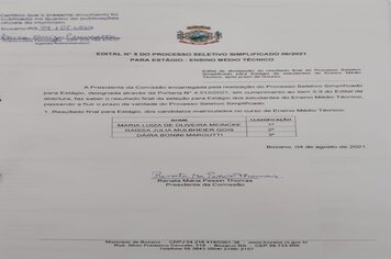 Processo seletivo simplificado tem resultado final