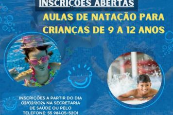 Abertas inscrições para turma de natação infantil