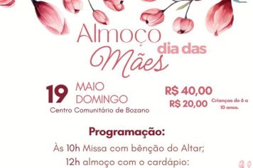 Almoço de Dia das Mães será realizado no próximo domingo, 19