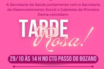 Tarde Rosa fará alusão a prevenção e a qualidade de vida 