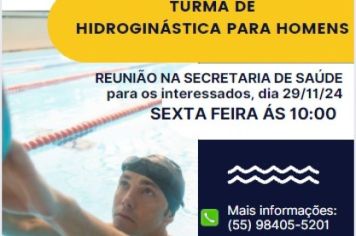 Secretaria de Saúde promove reunião com interessados em participar de turma de hidroginástica para homens 