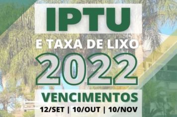 Cota única do IPTU e Taxa de Lixo vence no dia 12