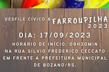 Desfile Cívico e Farroupilha acontece no próximo domingo, 17