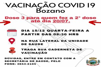 Recebimento de nova remessa de doses de vacina possibilita sequência da  imunização contra a Covid-19 em Bozano