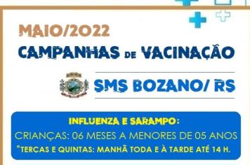 Campanhas de imunização terão sequência no mês de maio