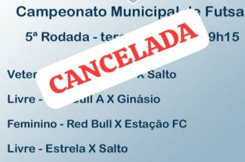 Rodada do municipal de Futsal é adiada