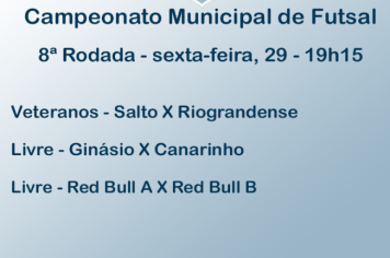 Jogos da 8ª rodada do Municipal de Futsal acontecem nesta sexta-feira, 29