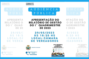 Audiência pública com apresentação do relatório de gestão do 1º quadrimestre de 2023.