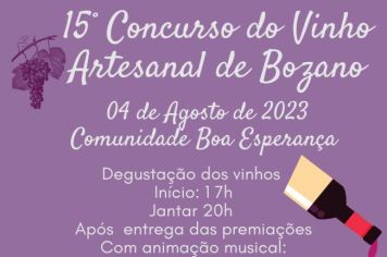Concurso do vinho artesanal acontece em 04 de agosto