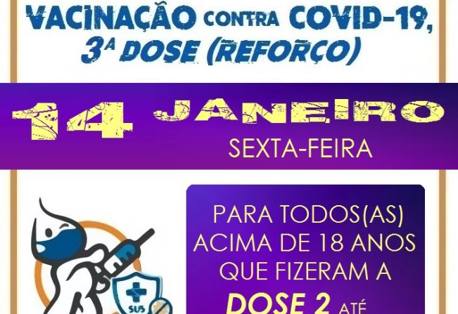 Município fará aplicação da dose de reforço contra a Covid-19 na sexta-feira