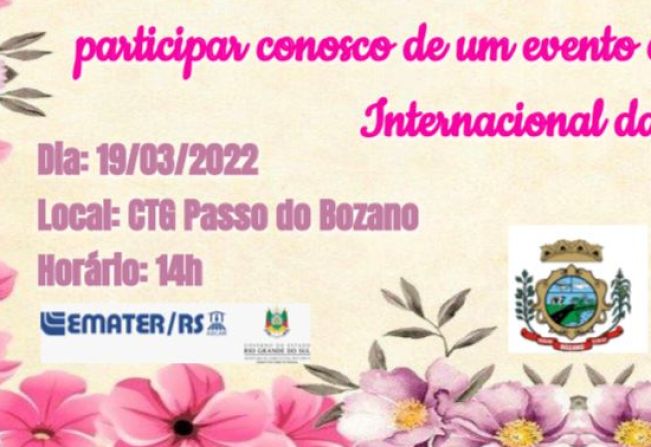 Mês da mulher será marcado por evento no dia 19