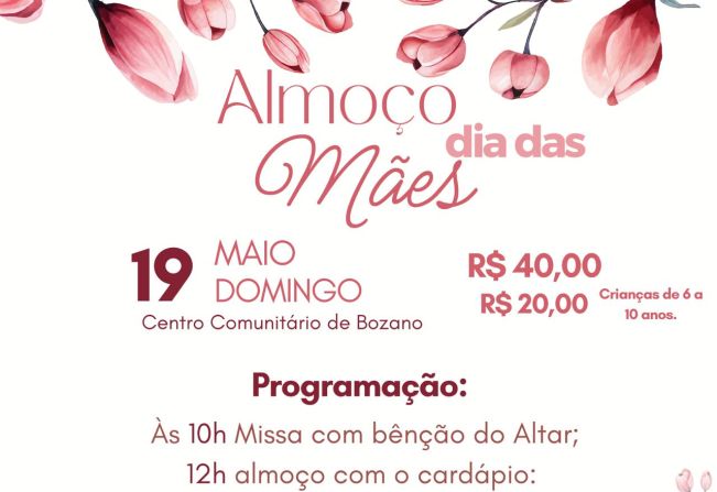 Almoço de Dia das Mães será realizado no próximo domingo, 19