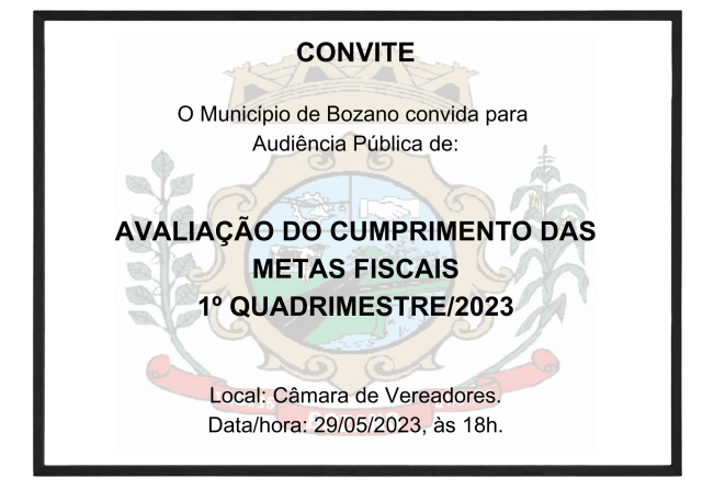  Audiência Pública de Avaliação do Cumprimento das Metas Fiscais 1º Quadrimestre/2023.