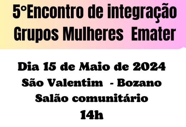 Encontro de integração de mulheres acontecerá nesta quarta-feira, 15