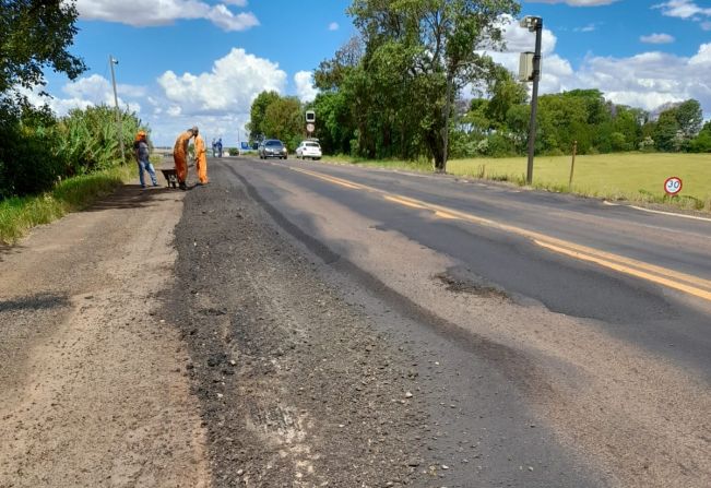 BR-285 em Bozano tem reparos sendo realizados por terceirizada do Dnit