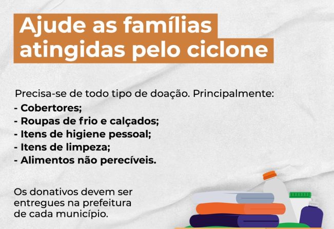 Prefeitura de Bozano é ponto de arrecadação para atingidos pelo ciclone no RS