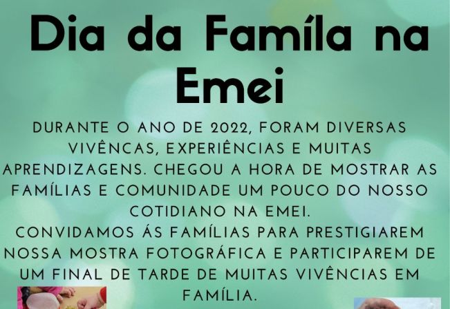 Dia da Família da EMEI acontece dia 8