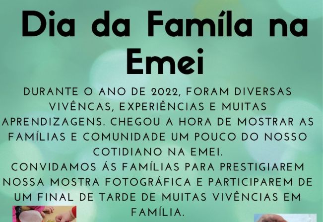 Dia da Família da EMEI acontece dia 8