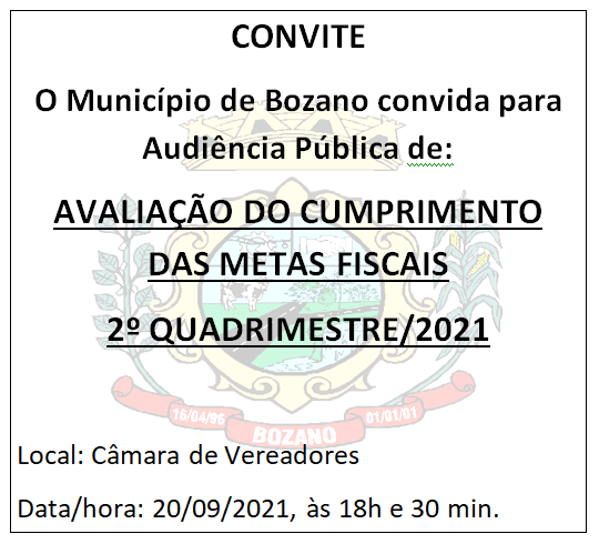 Administração fará audiência pública para avaliar metas fiscais dia 20
